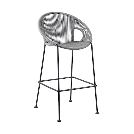 Armen Living Acapulco 26" Indoor Outdoor Steel Bar Stool with Gray Rope LCACBAGR26